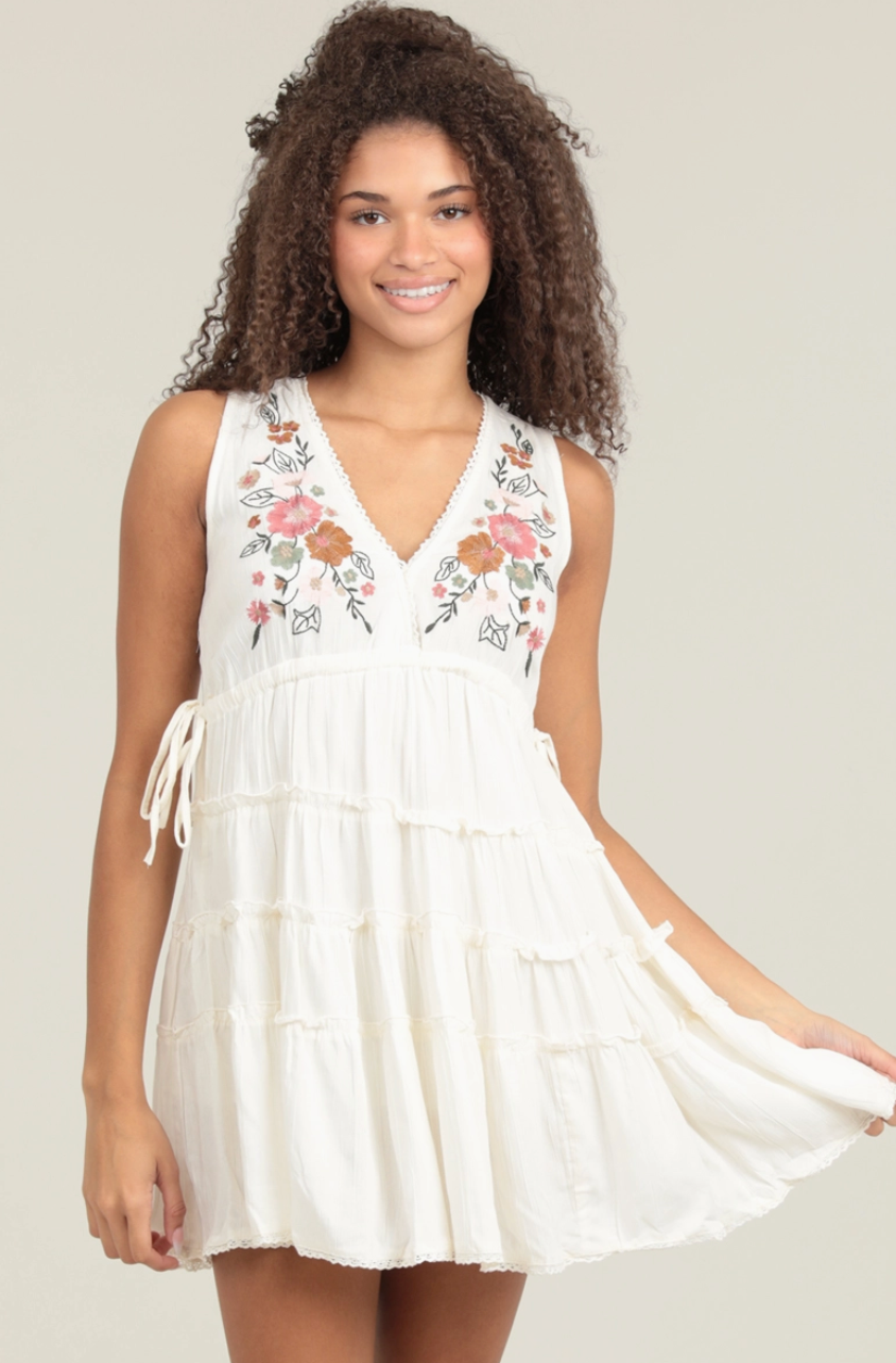 Embroidered Mini Dress