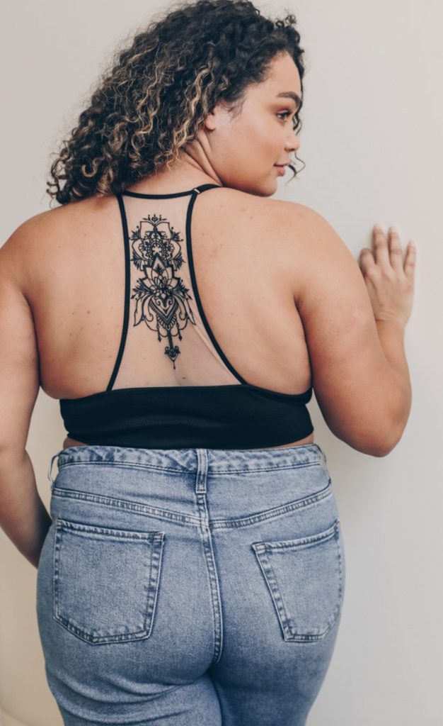 Plus Black Tattoo Bralette